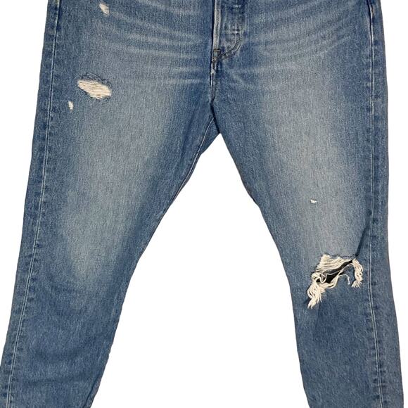 Levi's Women's 501 Skinny Jeans in Can't Touch This Medium Wash Ripped W28 L28 - Picture 15 of 16